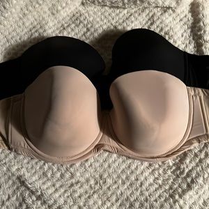 Black and cream strapless bras 38G